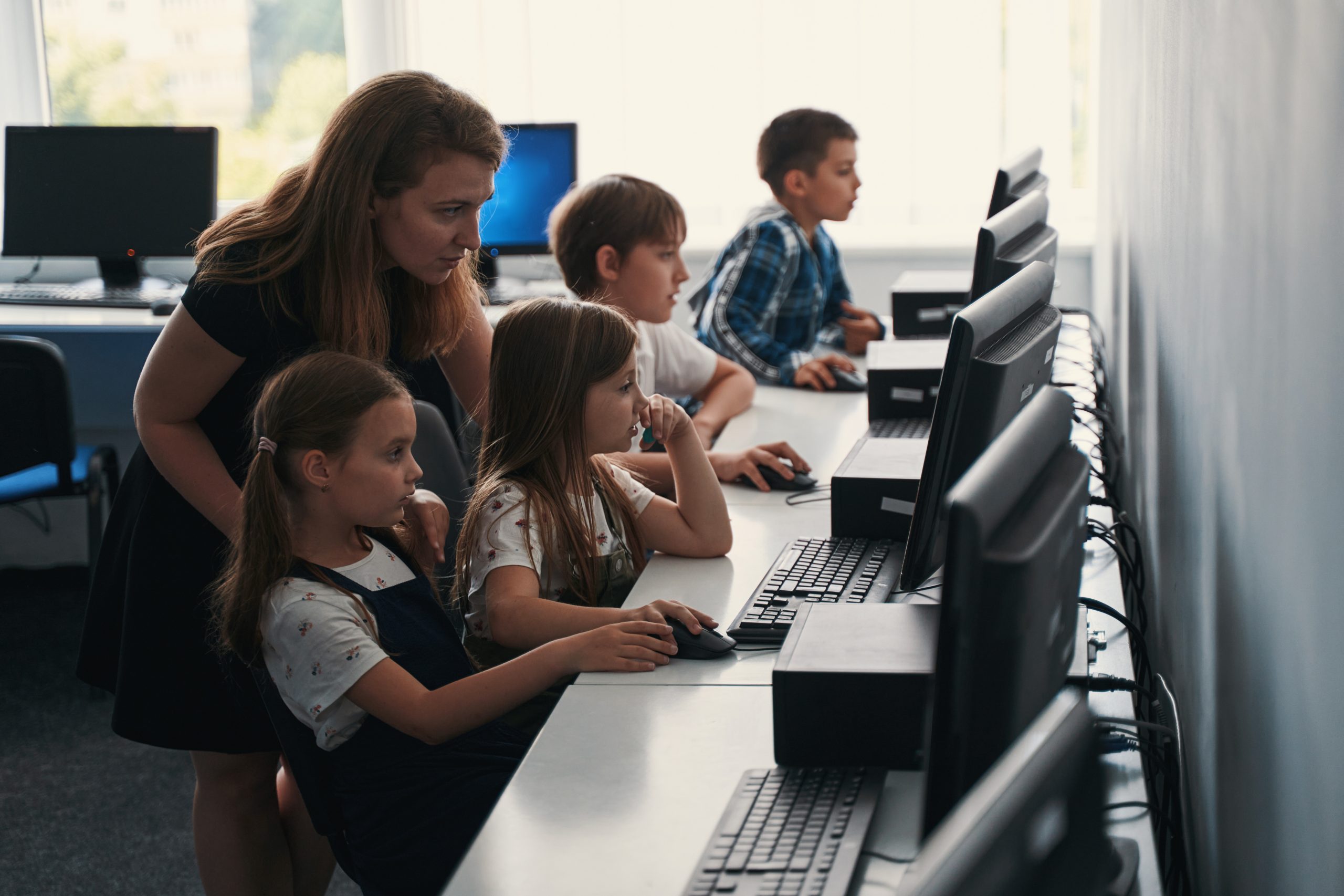 School classroom with technology